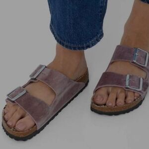 Birkenstock Arizona Women’s Lavender Blush Ethno Print Oiled Leather Sandals